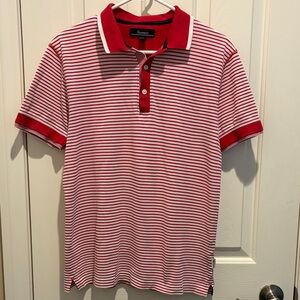 Faconnable Red & White Striped Polo Shirt